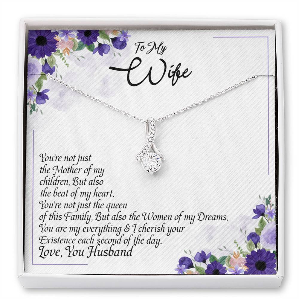 To My Wife Necklace - Mother of My Children - Purple Flowers