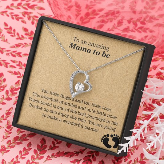 Mama to be Necklace - Heart with diamond inside