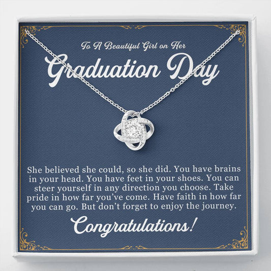 Graduation Gift for Her - 14k White Gold Love Knot Necklace
